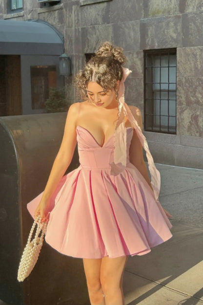Aimishang Lovely Strapless A Line Sleeveless Short Birthday Party Dress Sweet Graduation Homecoming Dress
