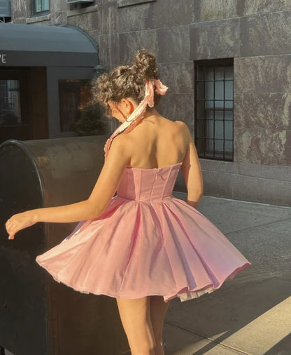 Aimishang Lovely Strapless A Line Sleeveless Short Birthday Party Dress Sweet Graduation Homecoming Dress