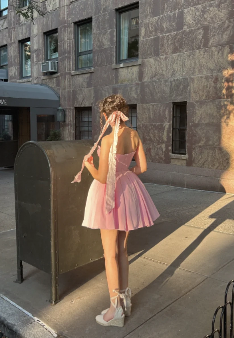 Aimishang Lovely Strapless A Line Sleeveless Short Birthday Party Dress Sweet Graduation Homecoming Dress