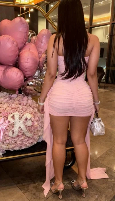 Aimishang Lovely Strapless Sheath Sleeveless Short Formal Party Dress Cute Mini Birthday Homecoming Dress