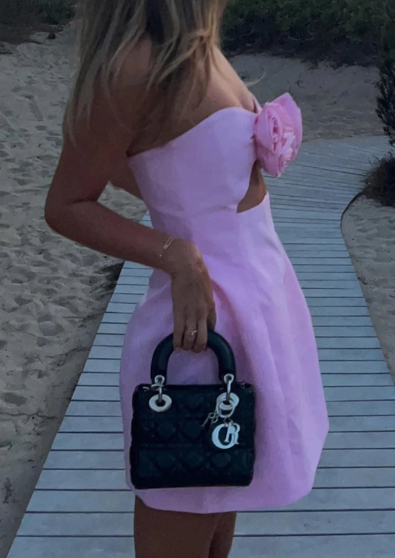 Aimishang Lovely Strapless Sweetheart Neck Sleeveless Short Graduation Party Dress Pretty Homecoming Dress With Flowers