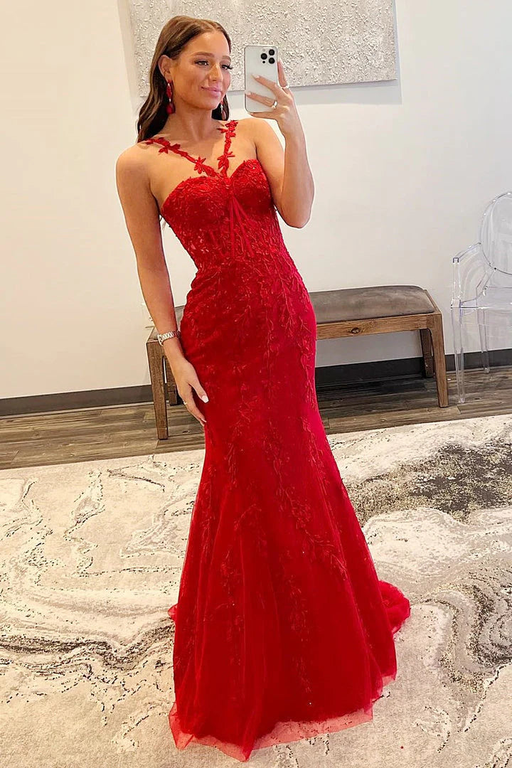 Wholesale Prom Dresses Hot Mermaid Halter Lace With Appliques