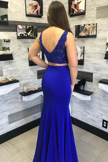 Wholesale Mermaid Prom Dress Two Piece Formal Spandex Beads&Appliques