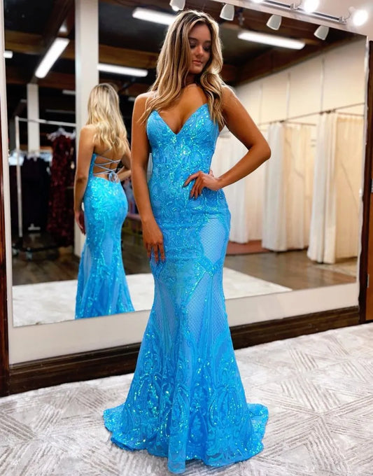 Wholesale Mermaid Corset Back Prom Dress With Sequin