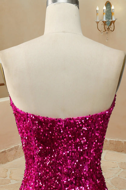 Wholesale Mermaid Sequins Strapless Sweep Train Prom Dresses