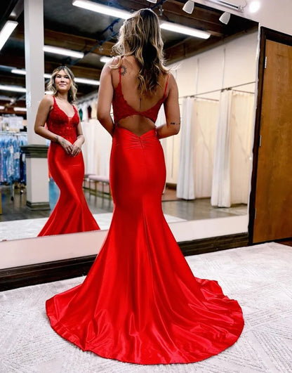 Wholesale Prom Dress Mermaid Straps Neck Keyhole Back