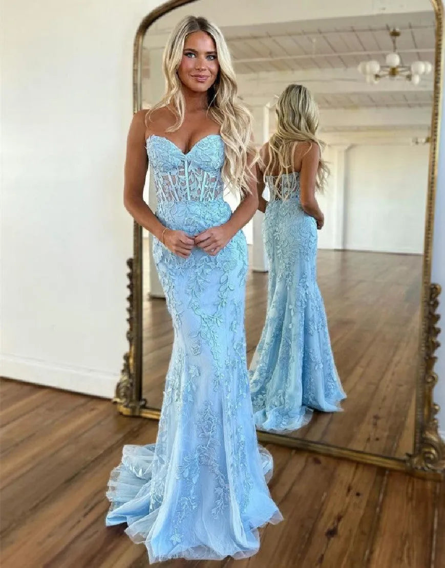 Wholesale Prom Dress Mermaid Sweetheart Corset Back With Appliques