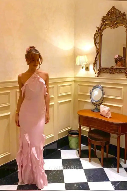 Aimishang Mermaid Halter Sleeveless Long Formal Prom Dress Charming Party Dress Elegant Wedding Guest Dress