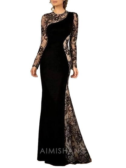 Aimishang Mermaid Long Sleeves Mother of The Bride Dress Elegant Party Dress Jewel Neck Floor Length Wedding Guest Dress