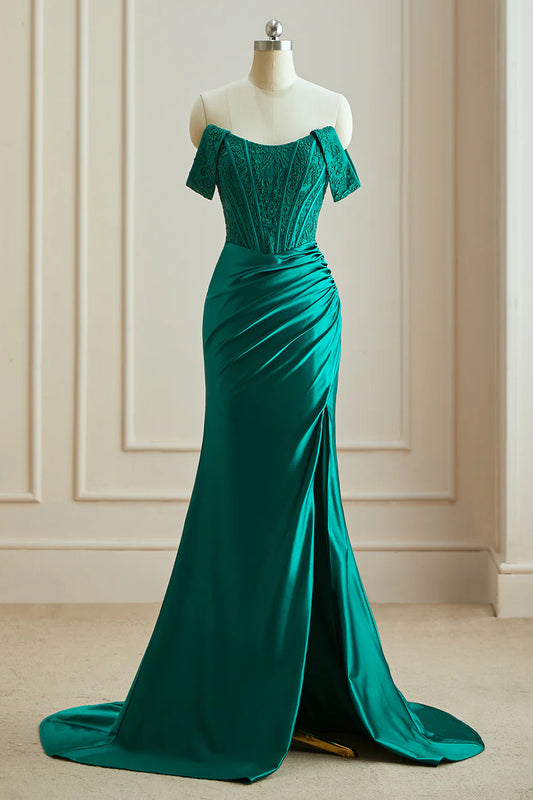 Aimishang Mermaid Off the Shoulder Long Prom Dress with Split Elegant Evening Party Dress