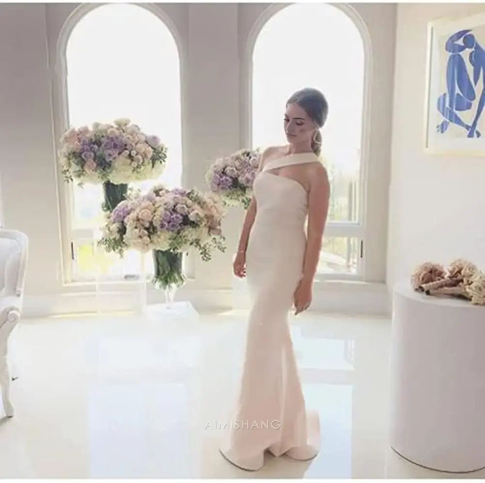 Aimishang Elegant Mermaid One Shoulder Bridesmaid Dresses Sleeveless Long Formal Prom Dress Women's Evening Gowns Sexy Party Dress