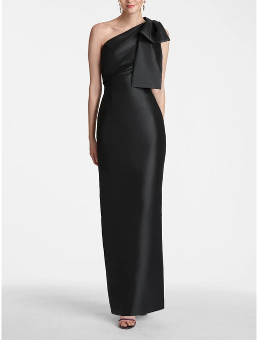 Aimishang Mermaid Party Dress Elegant Dress Formal Fall Sleeveless One Shoulder Satin Evening Gown with Bow