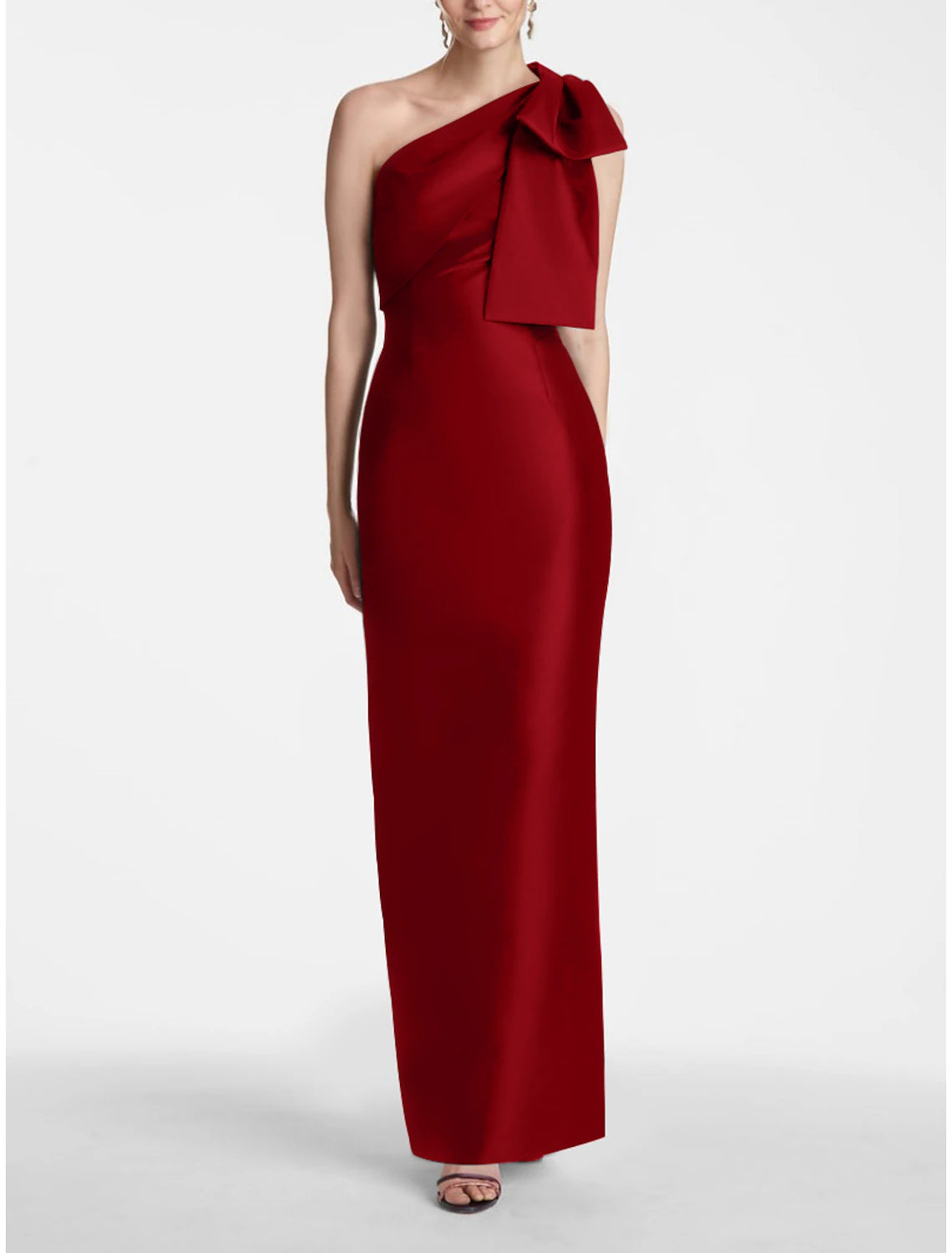 Aimishang Mermaid Party Dress Elegant Dress Formal Fall Sleeveless One Shoulder Satin Evening Gown with Bow