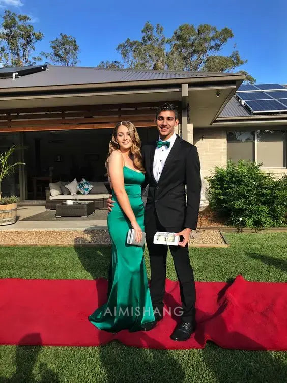 Aimishang Mermaid Spaghetti Straps Green Sleeveless Long Formal Prom Dress Sexy Party Evening Gowns Charming Wedding Guest Dress