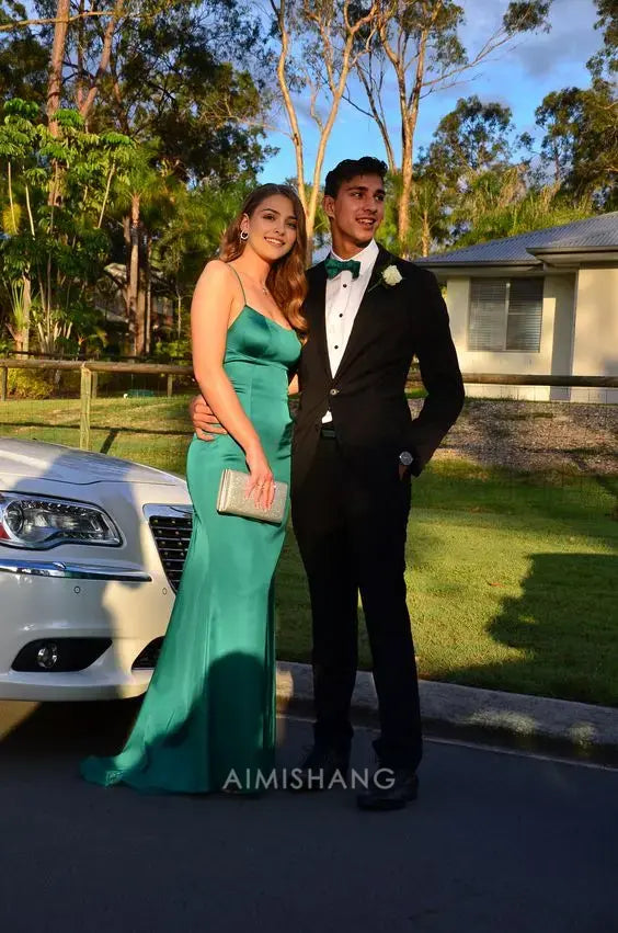 Aimishang Mermaid Spaghetti Straps Green Sleeveless Long Formal Prom Dress Sexy Party Evening Gowns Charming Wedding Guest Dress