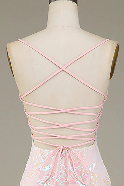 Aimishang Mermaid Spaghetti Straps Lace Up Long Prom Dress With Split Charming Evening Party Dress