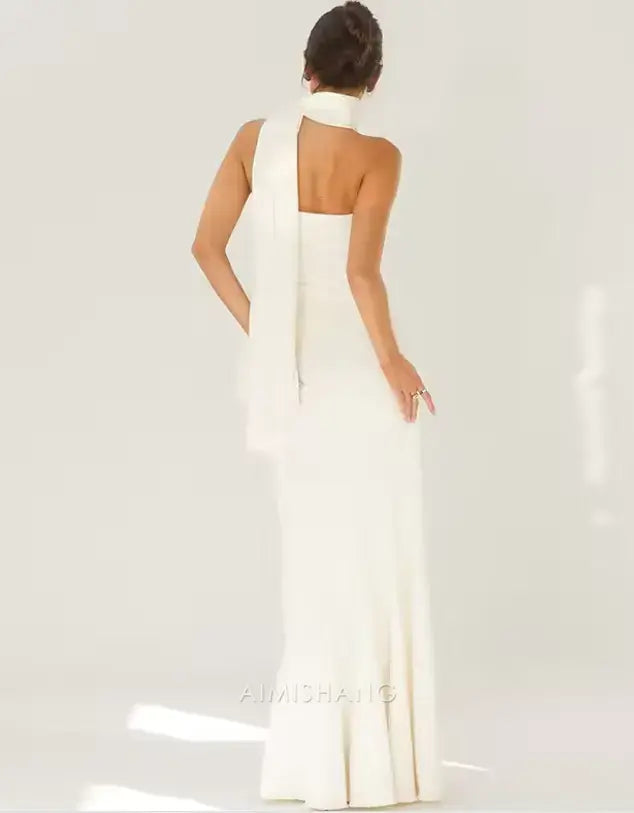 Aimishang Mermaid Strapless Sleeveless Long Formal Prom Dress Elegant Wedding Guest Dress Charming Evening Party Dress