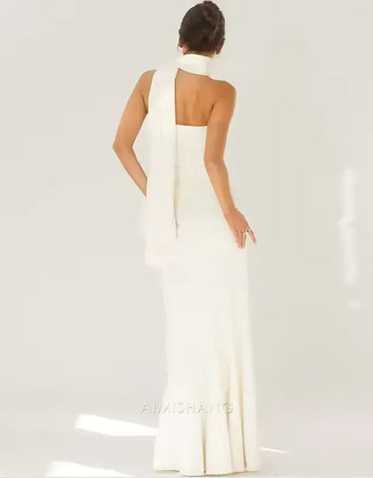 Aimishang Mermaid Strapless Sleeveless Long Formal Prom Dress Elegant Wedding Guest Dress Charming Evening Party Dress