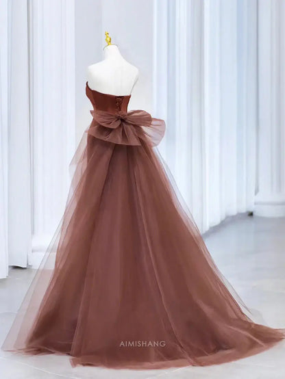 Aimishang Mermaid Strapless Sleeveless Long Formal Prom Dress With Bow Elegant Party Evening Gown Charming Graduation Dress
