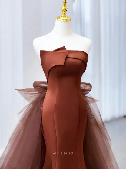 Aimishang Mermaid Strapless Sleeveless Long Formal Prom Dress With Bow Elegant Party Evening Gown Charming Graduation Dress
