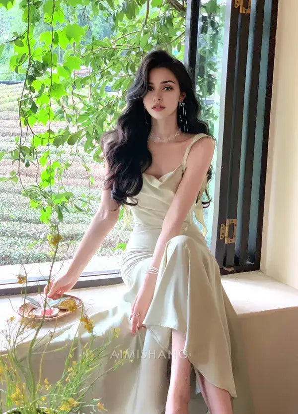 Aimishang Mermaid Stylish Ruffled Sleeveless Formal Prom Dress Lovely Graduation Dress Elegant Evening Party Dress