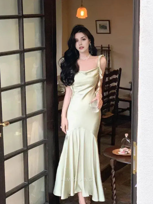 Aimishang Mermaid Stylish Ruffled Sleeveless Formal Prom Dress Lovely Graduation Dress Elegant Evening Party Dress