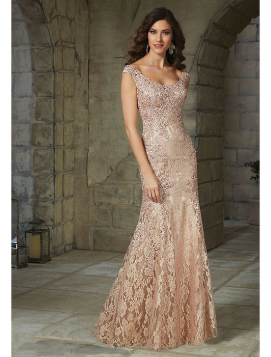 Aimishang Mermaid / Trumpet Elegant Wedding Guest Formal Evening Dress Scoop Neck Sleeveless Floor Length Lace Mother of the Bride Dresses