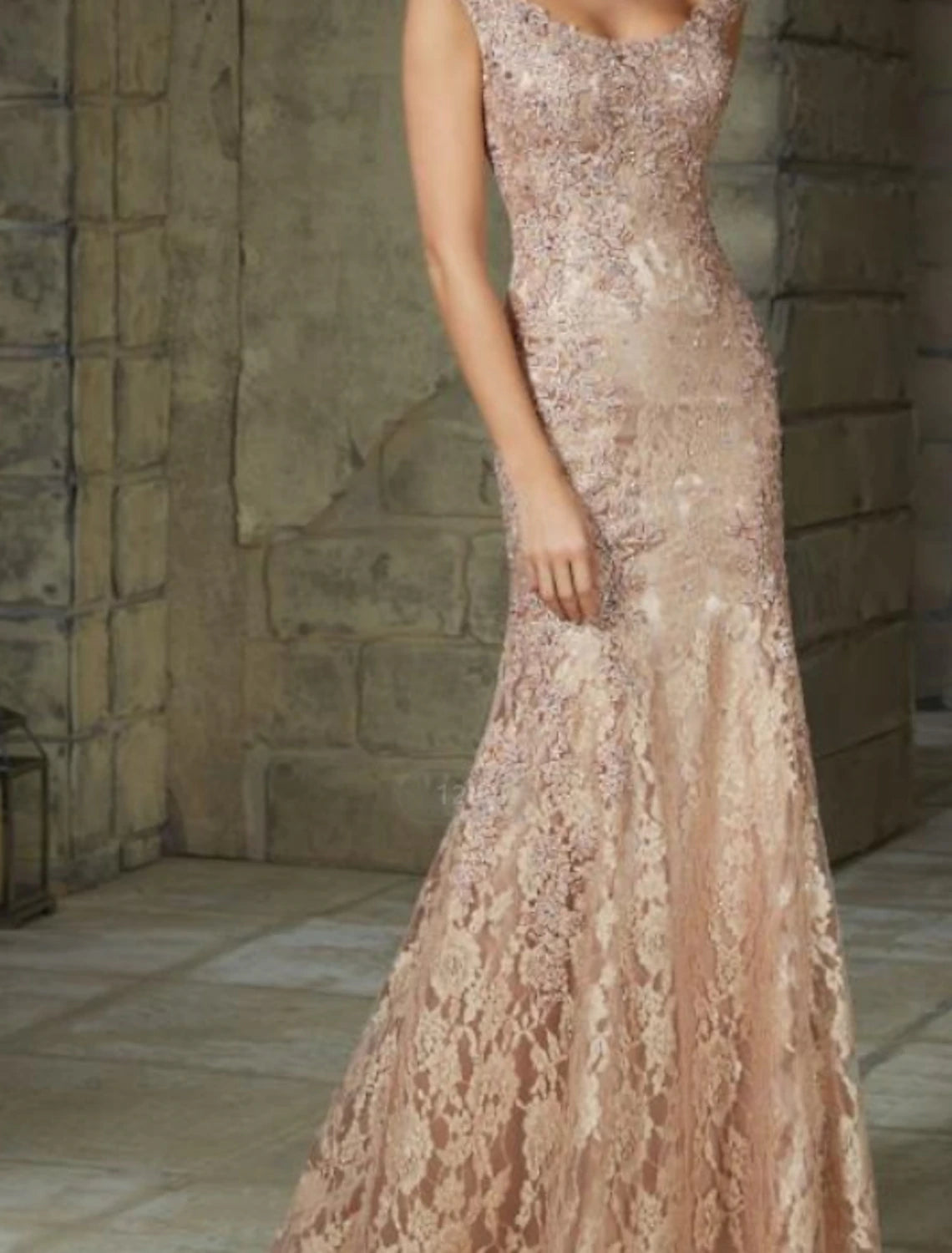 Aimishang Mermaid / Trumpet Elegant Wedding Guest Formal Evening Dress Scoop Neck Sleeveless Floor Length Lace Mother of the Bride Dresses