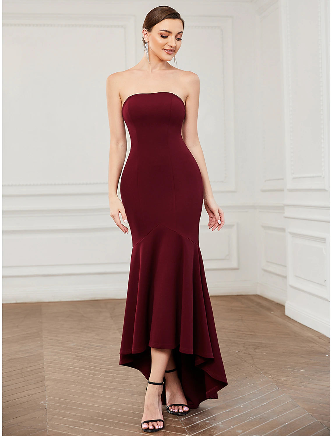 Aimishang Mermaid / Trumpet Party Dresses Minimalist Dress Party Wear Asymmetrical Sleeveless Strapless Polyester with Pleats