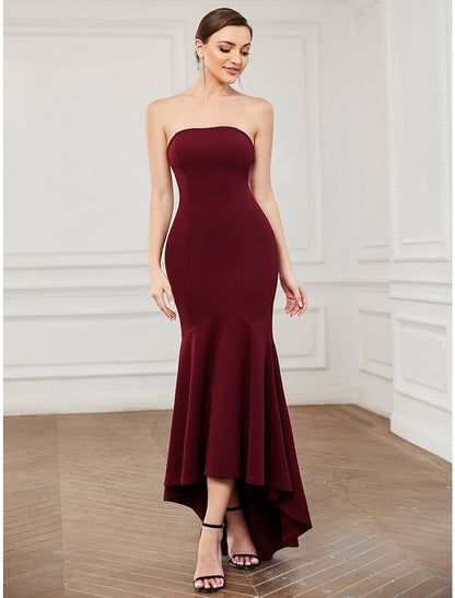 Aimishang Mermaid / Trumpet Party Dresses Minimalist Dress Party Wear Asymmetrical Sleeveless Strapless Polyester with Pleats