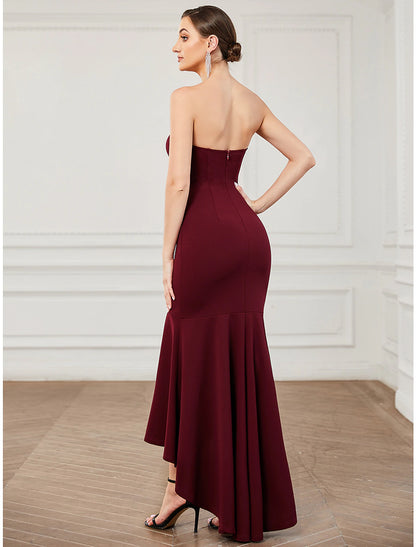 Aimishang Mermaid / Trumpet Party Dresses Minimalist Dress Party Wear Asymmetrical Sleeveless Strapless Polyester with Pleats
