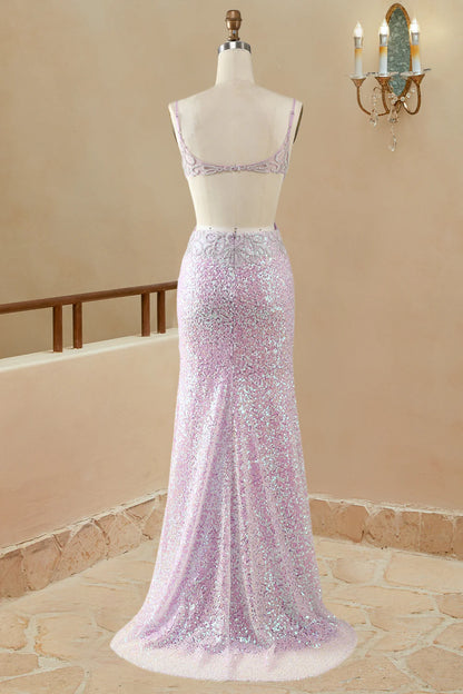 Aimishang Mermaid/Trumpet V Neck Sleeveless Long Prom Dresses Sequin Charming Evening Party Dress