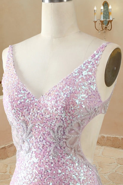 Aimishang Mermaid/Trumpet V Neck Sleeveless Long Prom Dresses Sequin Charming Evening Party Dress