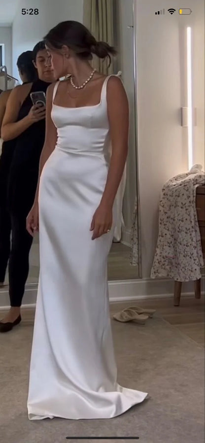 Aimishang Modern Sheath Straps Backless Light Wedding Dress Simple Party Dress Formal Dress