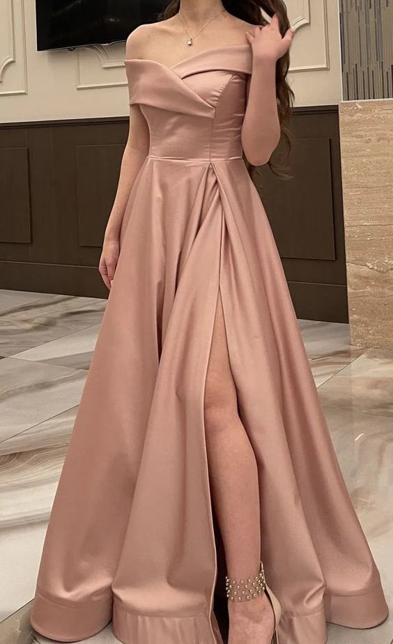 Aimishang A Line Off The Shoulder Long Prom Dress Elegant Formal Dress Charming Evening Party Gown With Slit