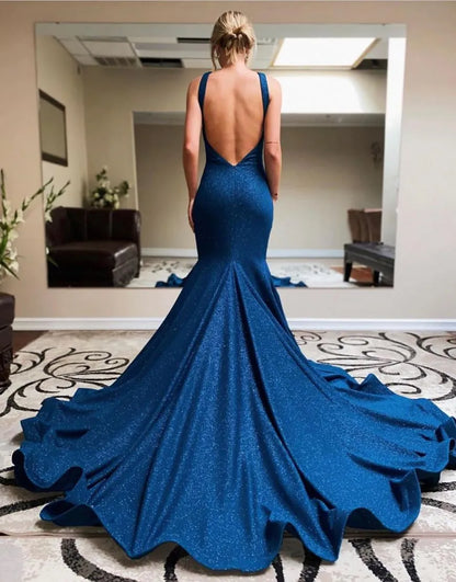 Wholesale Prom Dress Mermaid Halter Neck Open Back Court Train