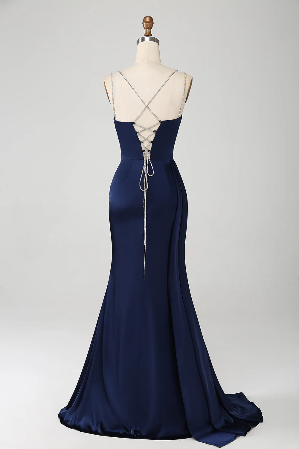 Aimishang Mermaid Spaghetti Straps V-neck Sleeveless Pleated Long Prom Dress With Slit Elegant Evening Party Dress