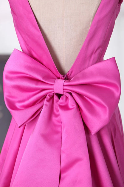 Wholesale Mermaid Prom Dresses V Neck Satin With Bow Knot