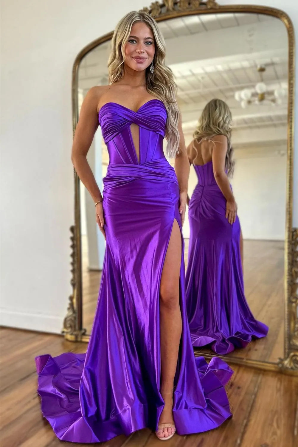 Wholesale Prom Dress Newly Mermaid Sweetheart Corset Satin With Split