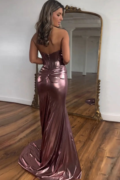 Wholesale Prom Dress Metallic Mermaid Sweetheart With Split