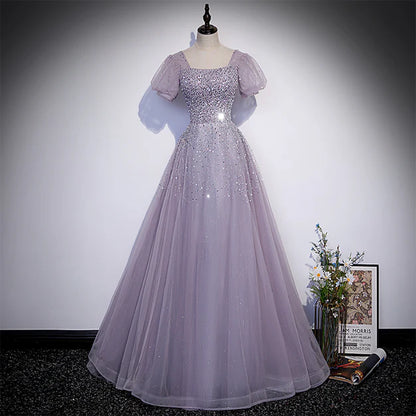 Beautiful Light Purple Sequins Short Sleeves Party Dress Formal Dresses Prom Dress Wholesale