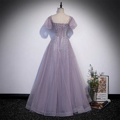 Beautiful Light Purple Sequins Short Sleeves Party Dress Formal Dresses Prom Dress Wholesale