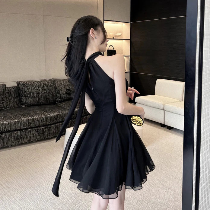 Aimishang Black Halter Chiffon Short Homecoming Dress Short Prom Dress Party Dress Formal Dress Wholesale