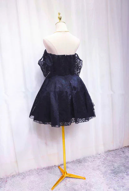Aimishang A Line Blue Lace Off Shoulder Short Party Dress Homecoming Dress Elegant Graduation Dress