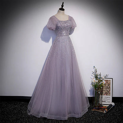 Beautiful Light Purple Sequins Short Sleeves Party Dress Formal Dresses Prom Dress Wholesale