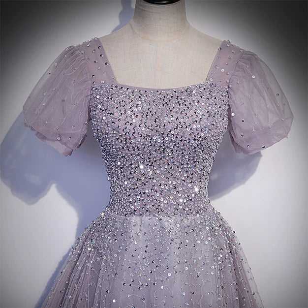 Beautiful Light Purple Sequins Short Sleeves Party Dress Formal Dresses Prom Dress Wholesale