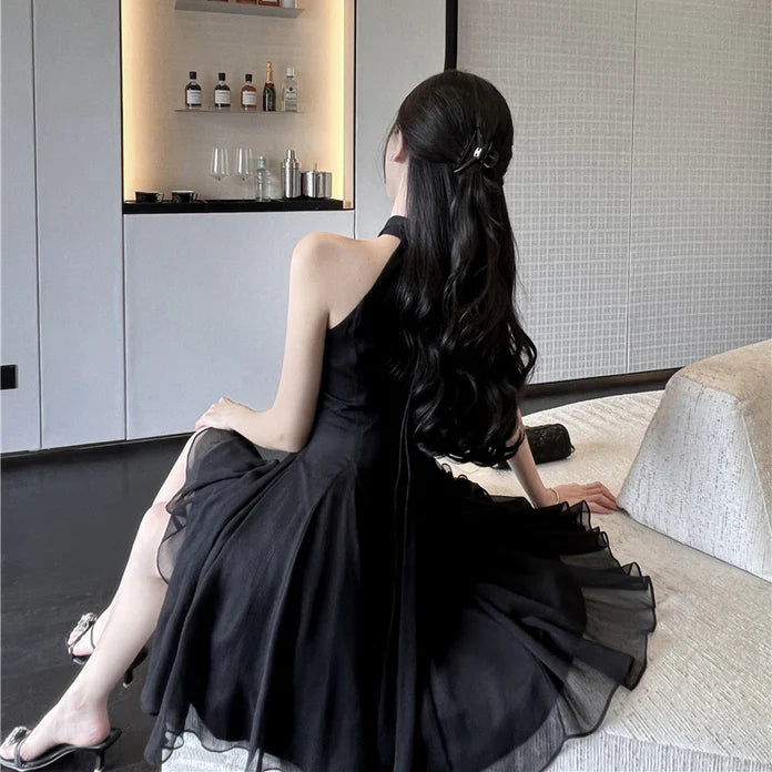 Aimishang Black Halter Chiffon Short Homecoming Dress Short Prom Dress Party Dress Formal Dress Wholesale