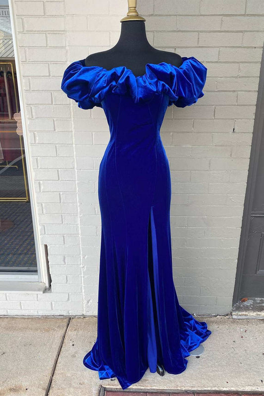 Wholesale Prom Dresses Women Dresses Off The Shoulder Long Sheath Velvet Ruffle