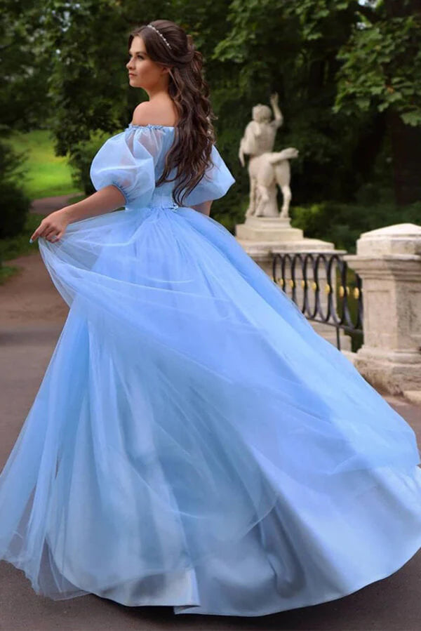 Wholesale Prom Dresses Off The Shoulder Long Sleeves Lace Up Back Beautiful Tulle