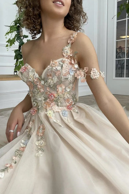 Wholesale Long Prom Dress One Shoulder with Flowers